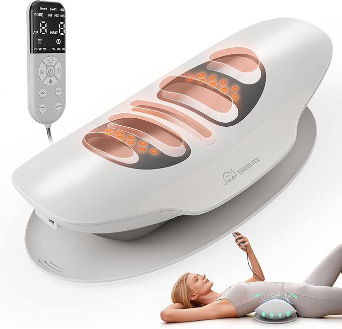 Snailax Lumbar Massager with Heat - Air Compression Back Stretcher for Lower Back, Cordless Waist Massagers with Vibrati