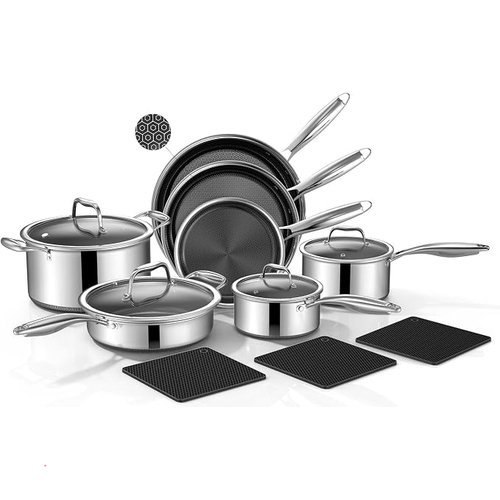 14-Piece Hybrid Stainless Steel Cookware Set