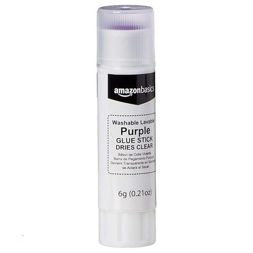Amazon Basics Purple Washable School Glue Sticks for Classroom Supplies and DIY Art, Dries Clear, 0.21 oz Stick, 4-Pack