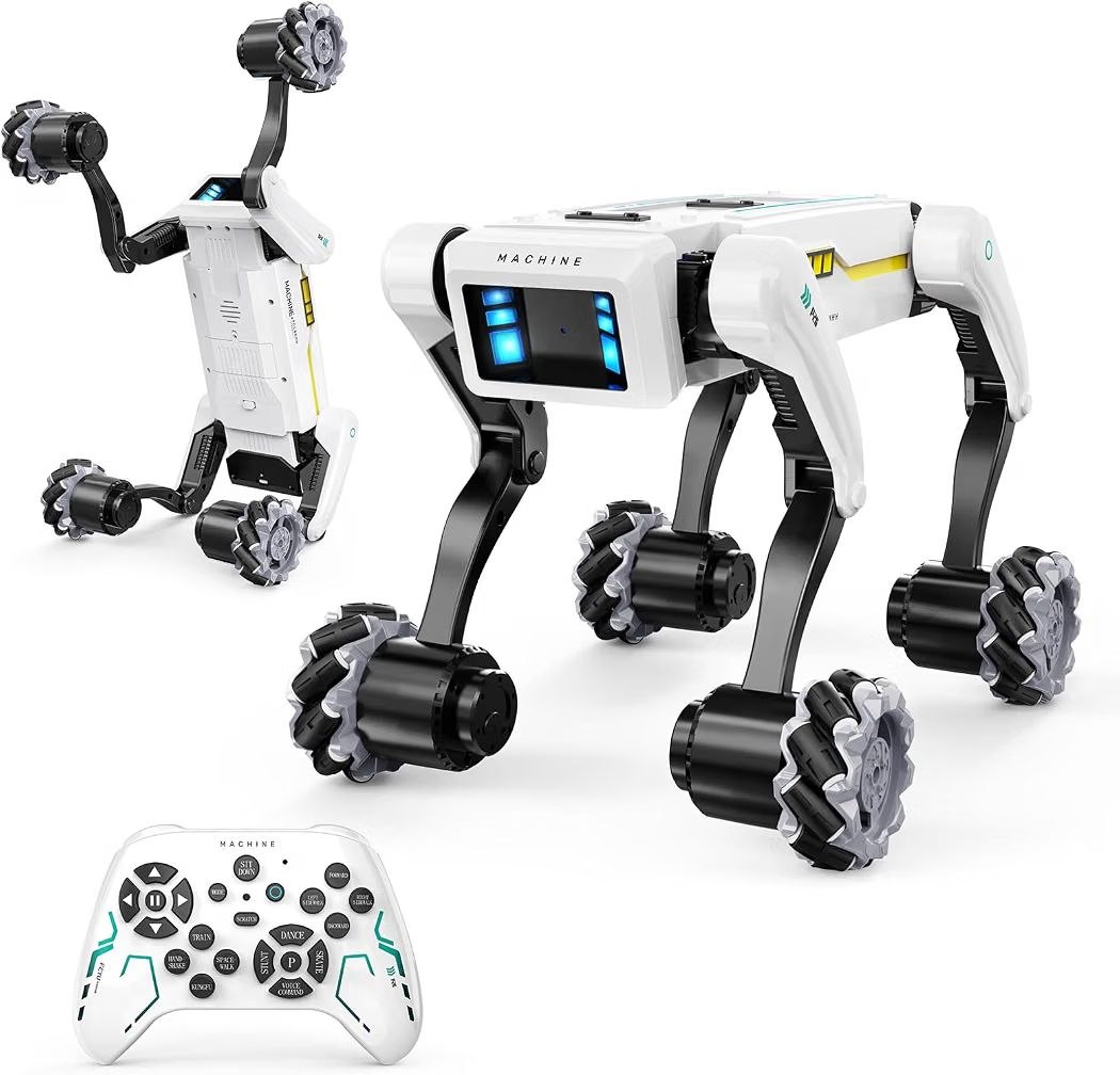Smart Robot Dog with Wheels, 30+ Bionic Actions, Voice & Remote Control, Programmable Moves, Rechargeable Battery, All-T