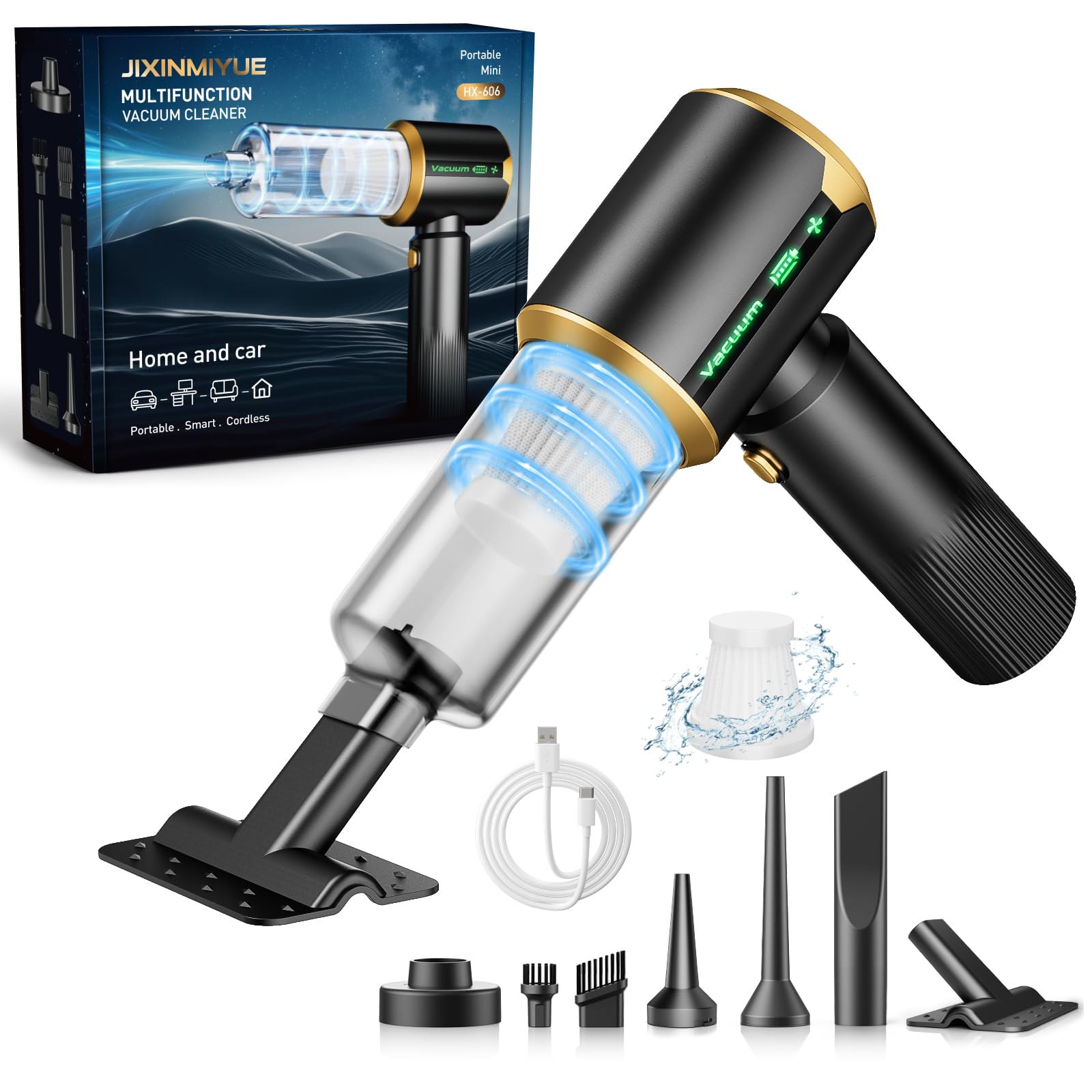 % Cordless Car Vacuum Cleaner: Handheld Vacuum with 16000Pa Strong Suction