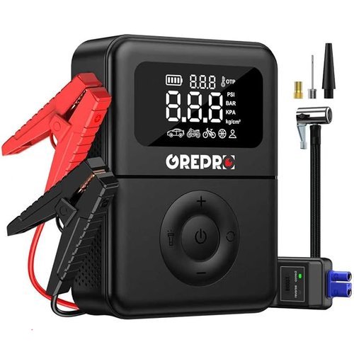 GREPRO Jump Starter with Air Compressor, 5000A Battery Jumper Starter Portable(10.0L Gas/8.0L Diesel),150PSI Tire Inflat