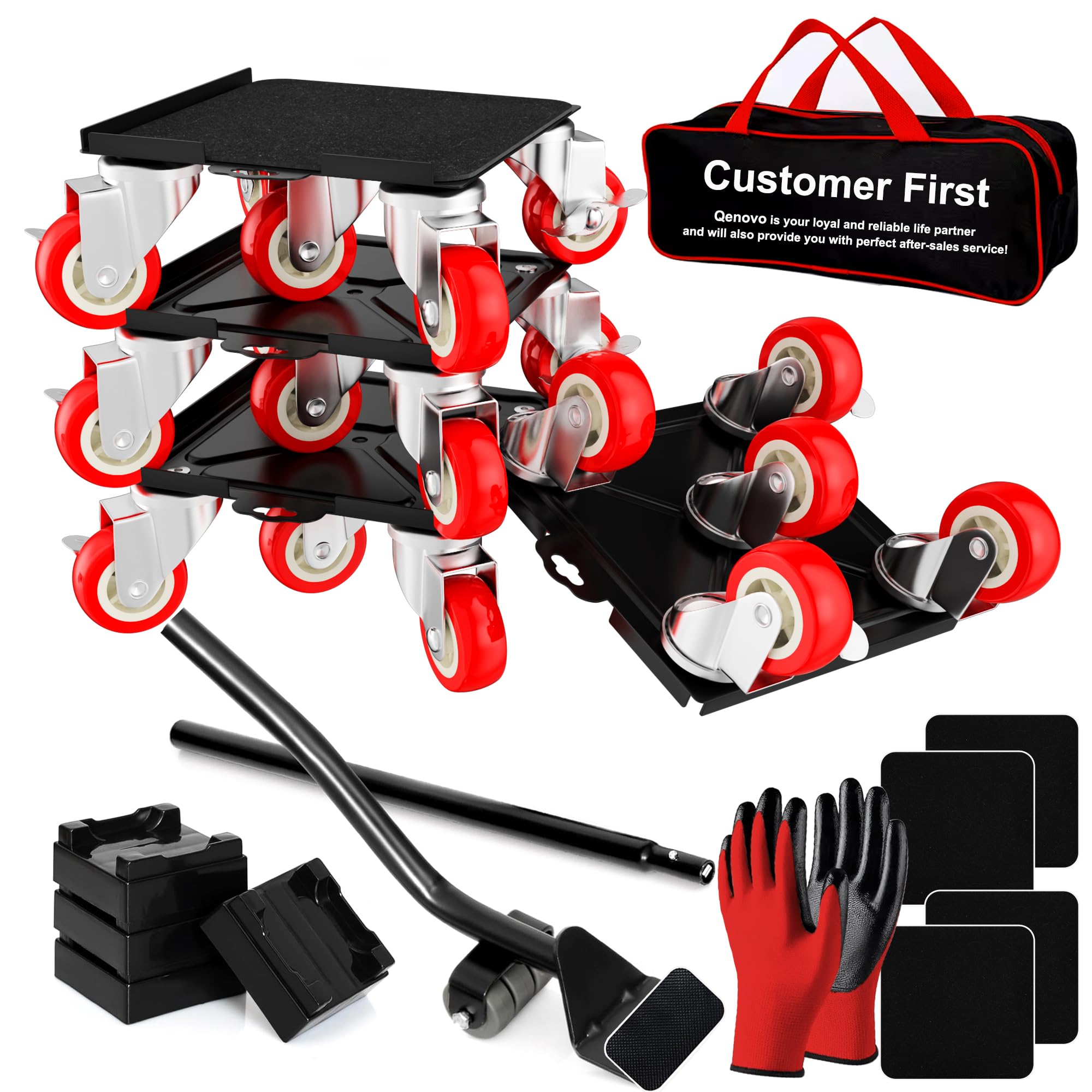 Qenovo Furniture Dolly Set 5 Wheels Heavy Duty, Furniture Movers with Silent Rubber Wheels
