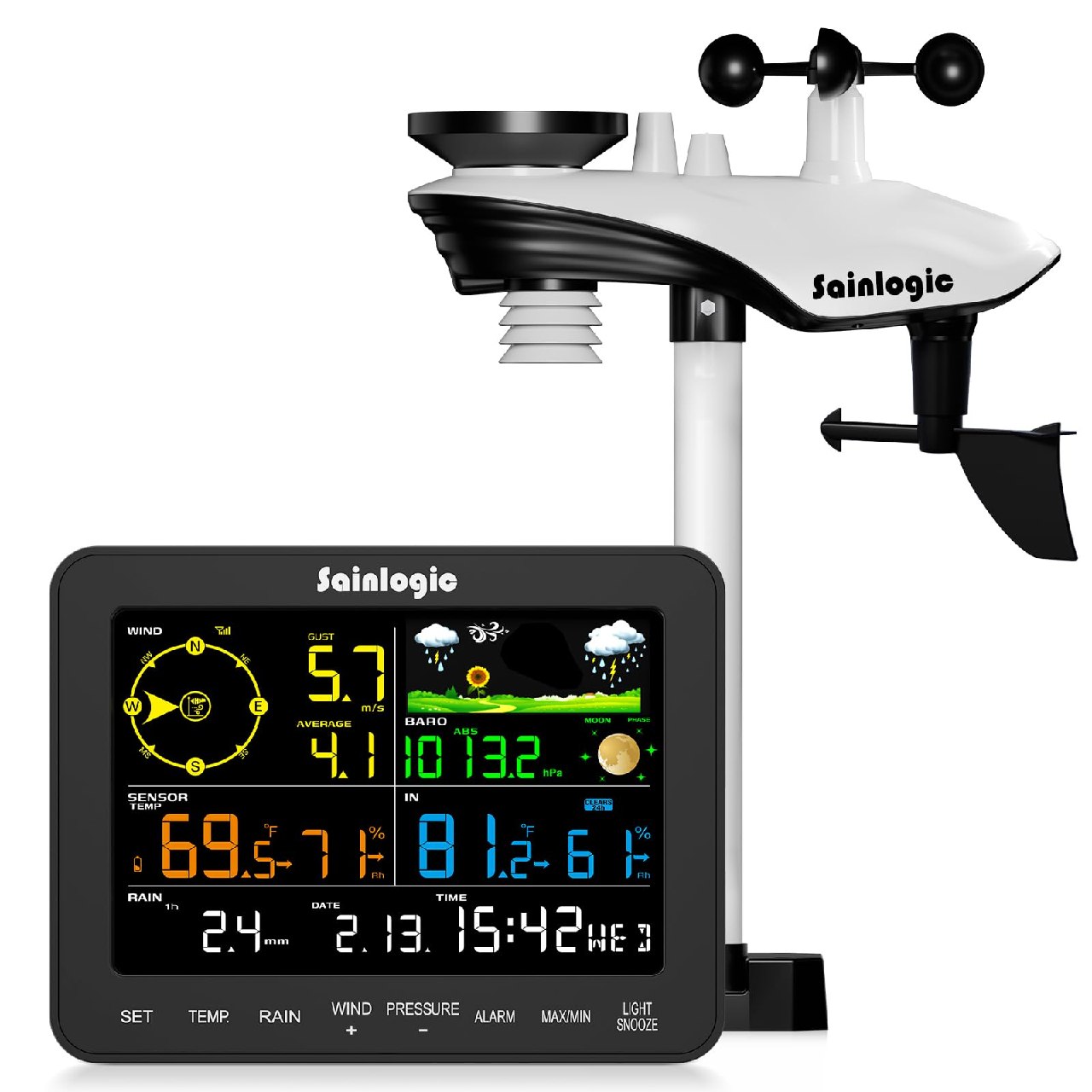 Sainlogic Weather Station Wireless, Weather Station with Rain Gauge