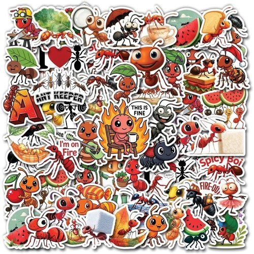 50 Pcs Ant Stickers Waterproof Cartoon Ants Vinyl Decal Cute Insect Sticker Water Bottle Laptop Tablet Phone Scrapbook J