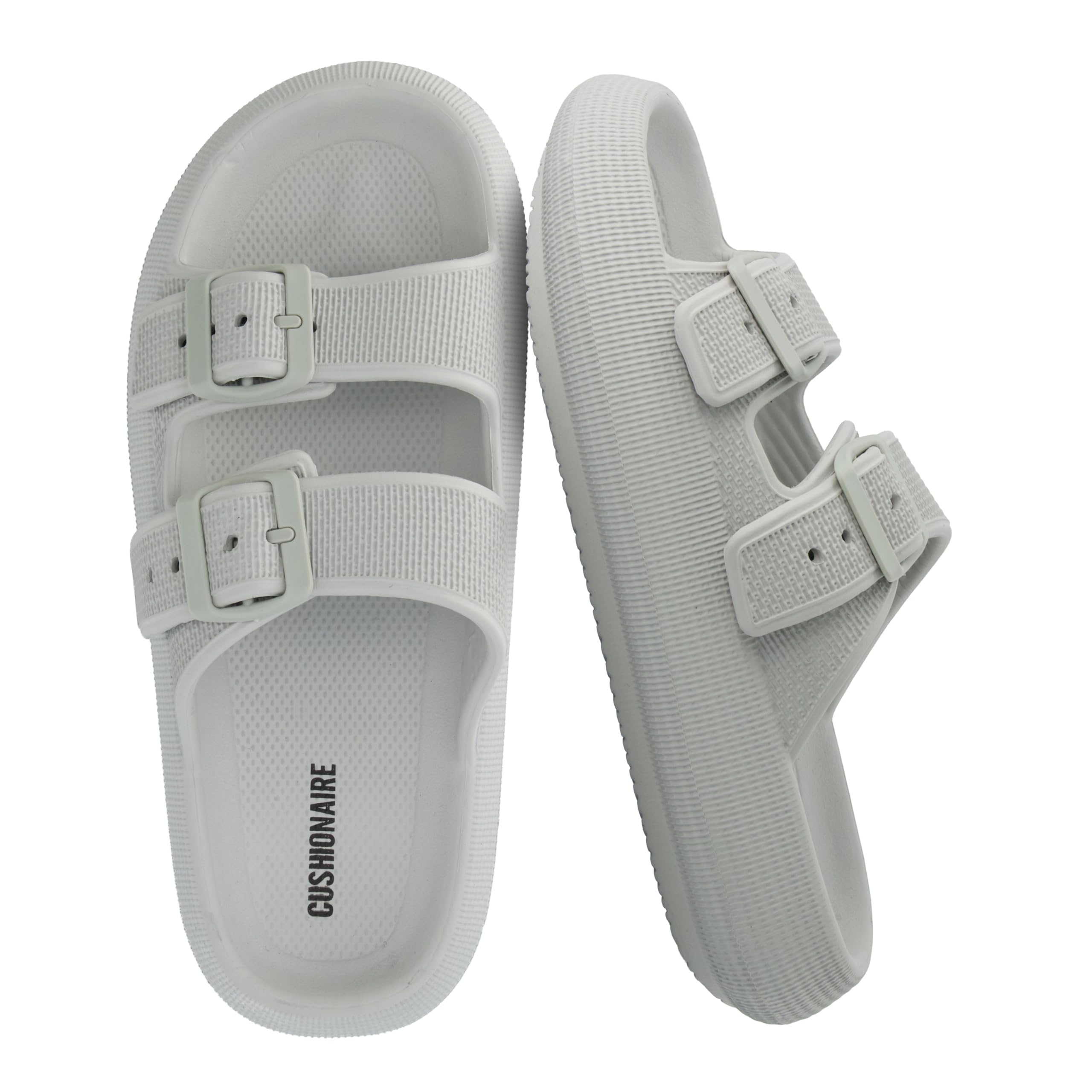 CUSHIONAIRE Fame Pillow Recovery Sandals for Women, Adjustable Double Buckle Waterproof EVA Cloud Slides