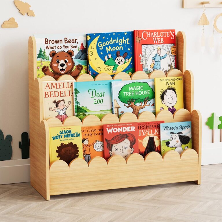 🔥 SpaceAid 3-Tier Scalloped Bookshelf, Montessori Bookcase for Toddlers  — $76.98  (was $119.98)