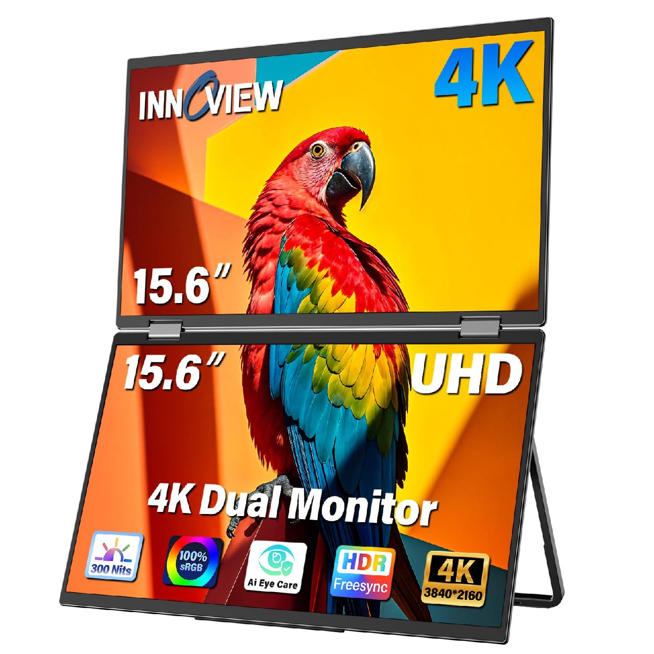 InnoView Portable Dual Monitor 15.6" 3840x2160P 4K 100% sRGB | Owl Eye Vision