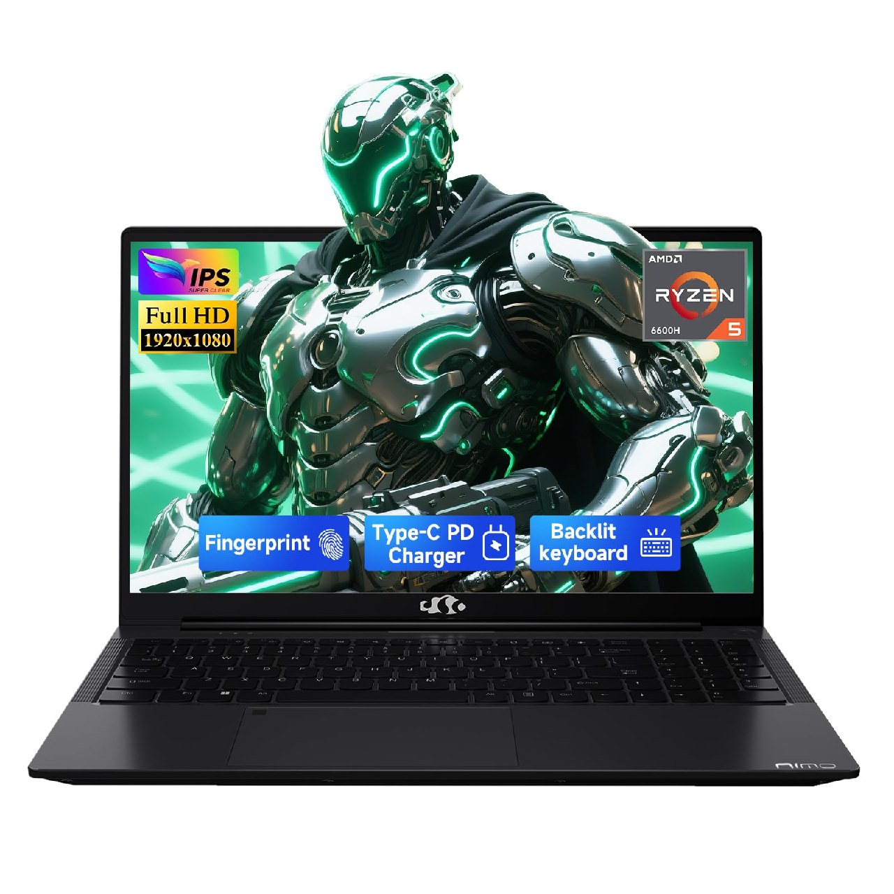 NIMO 15.6" IPS FHD-Light Gaming-Laptop,AMD Ryzen 5 6600H 16GB DDR5 RAM 256GB SSD (Beat i5)
