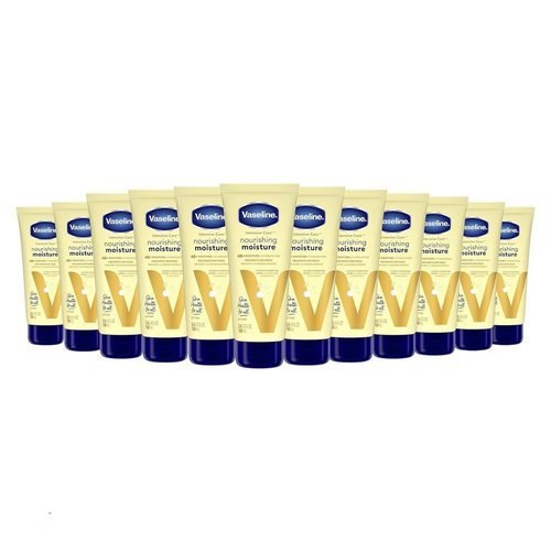 Vaseline Nourishing Moisture Body Lotion Hand & Body Lotion Pack of 12 for Dry Skin made with Ultra-Hydrating Lipids & P