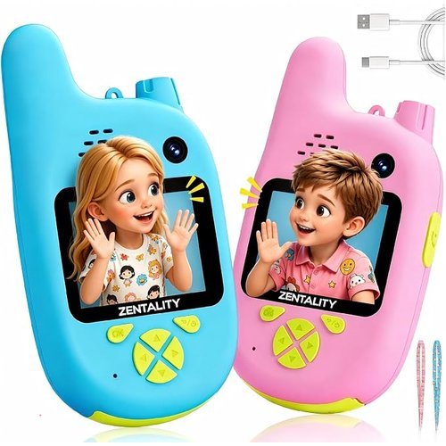 Video Walkie Talkies for Kids, Toys for 3–12 Year, Dual Camera, Rechargeable 2-Way Radio Toy, Send Photos & E-mojis, 100