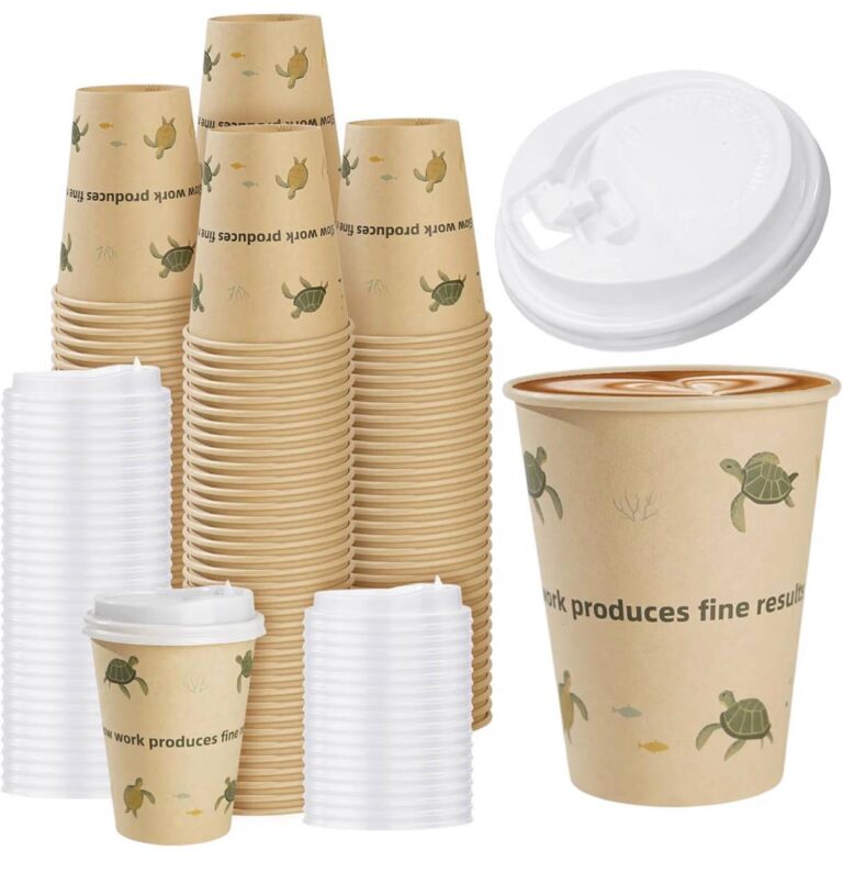 🔥 (12oz/25 Pack) Disposable Cups Paper Coffee Cups with Lids for Cold/Hot Drinks, Eco-friendly Leak-Proof (Sea Turtle)  — $14.99  (was $14.99)