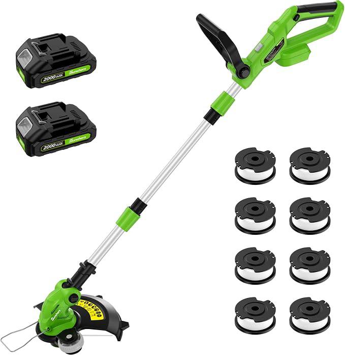 20V Electric Weed Wacker Edger Lawn Tool, Battery Powered Weed Eater 12-Inch Cordless String Trimmer Grass Trimmer Light