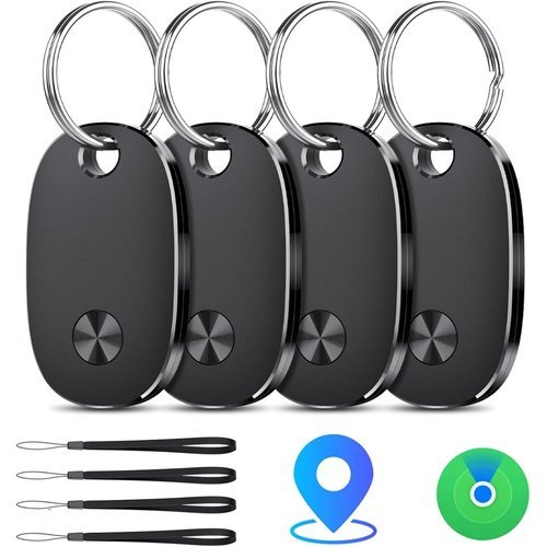 Tracker Tags-4 Pack, Bluetooth Tracker Works with Apple Find My APP (iOS Only), Keys Finder and Item Locator for Luggage