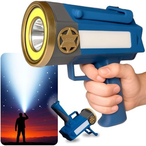 Mega-Bright Rechargeable Spotlight, AS SEEN ON TV, Tactical & Emergency Flashlight, 10 Modes, Turbo Boost Up to 100%, Bu