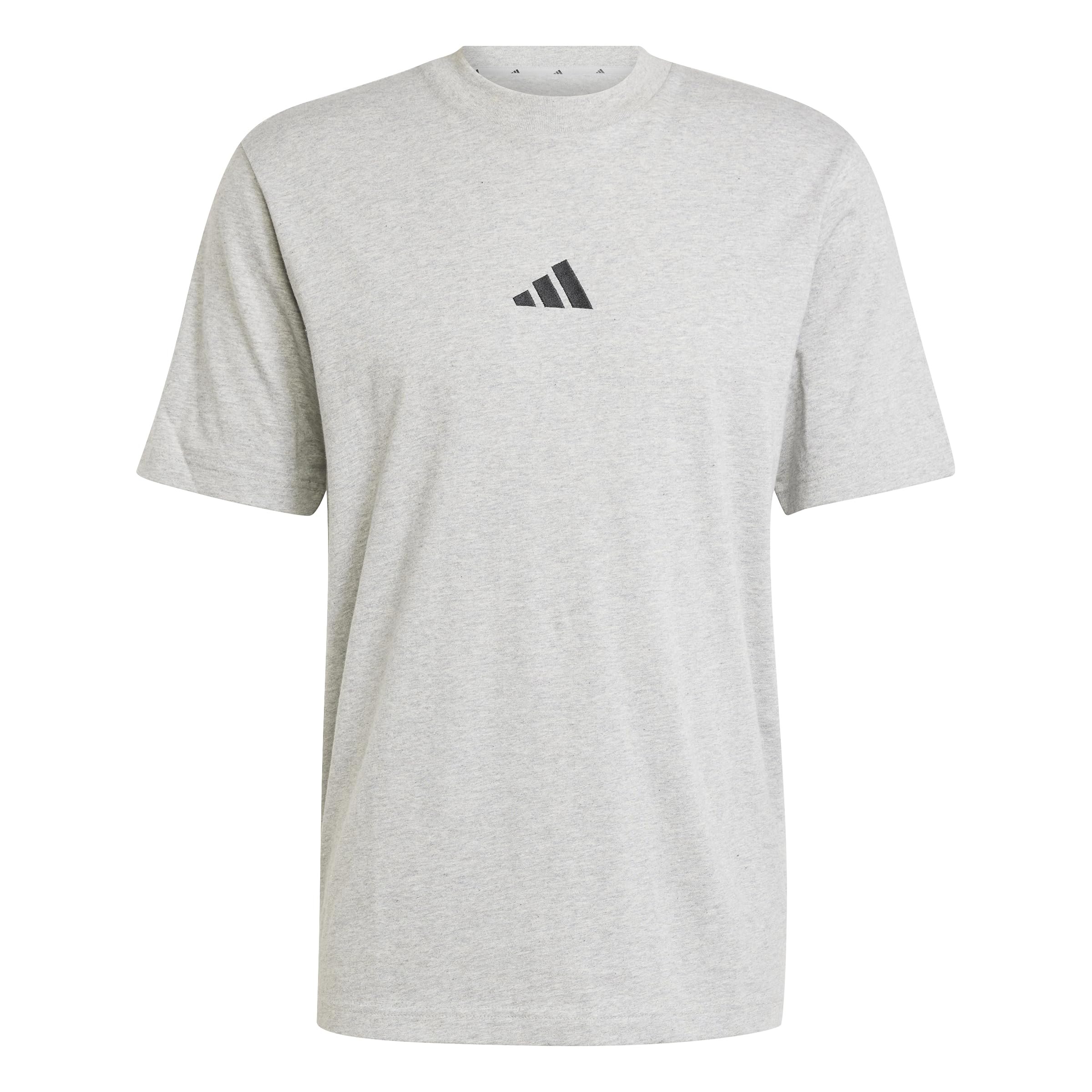 Adidas Men's Essentials Small Logo Sportswear T-Shirt, Medium Grey Heather/Black