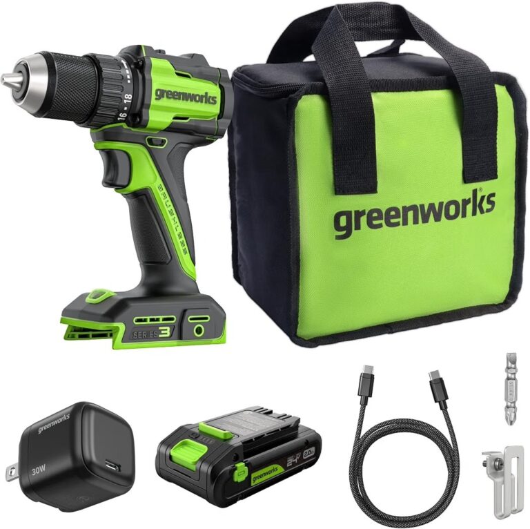 🔥 GREENWORKS 24V 1/2″ Brushless Cordless Drill (400 In-lbs.), 2.0Ah (12,000mAh Power Bank) USB-C Batteries, 3.3 FT Braided  — $60  (was $139)