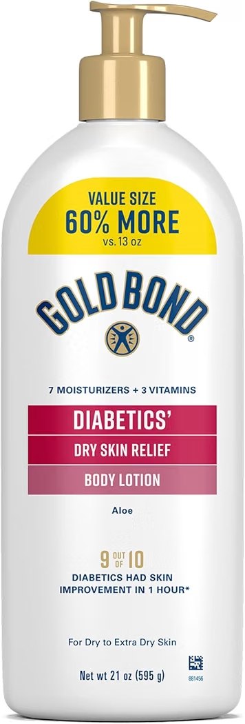 Gold Bond Diabetic Body Lotion, Dry Skin Relief with Vitamin E & Aloe to Soothe & Moisturize Flaky, Rough Skin, Value Si