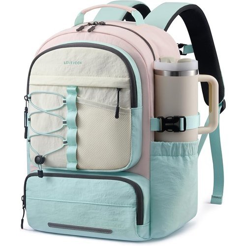 LOVEVOOK School Backpack for Teen Girls, Unique Style College Student Backpacks with Large Cup Holder, Cute Kid Bookbag 