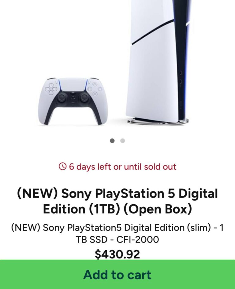 🔥 (NEW) Sony PlayStation 5 Digital Edition (1TB) (Open Box)  — $430.92