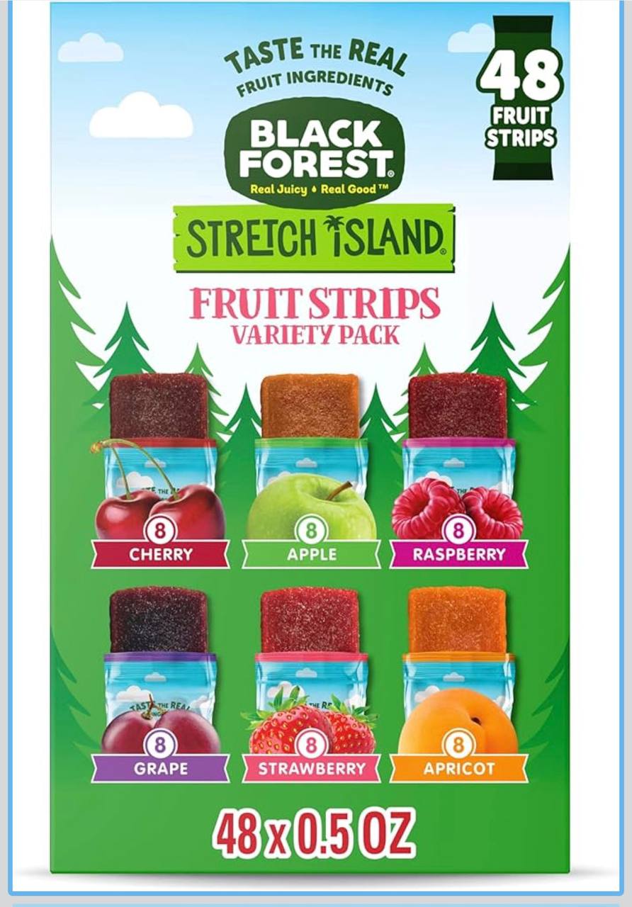 Black Forest, Stretch Island, Fruit Strips, Cherry, Apple, Raspberry, Grape, Strawberry, and Apricot, Zero Grams Added S