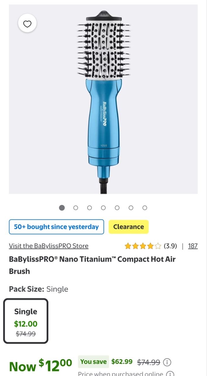 BaBylissPRO® Nano Titanium™ Compact Hot Air Brush