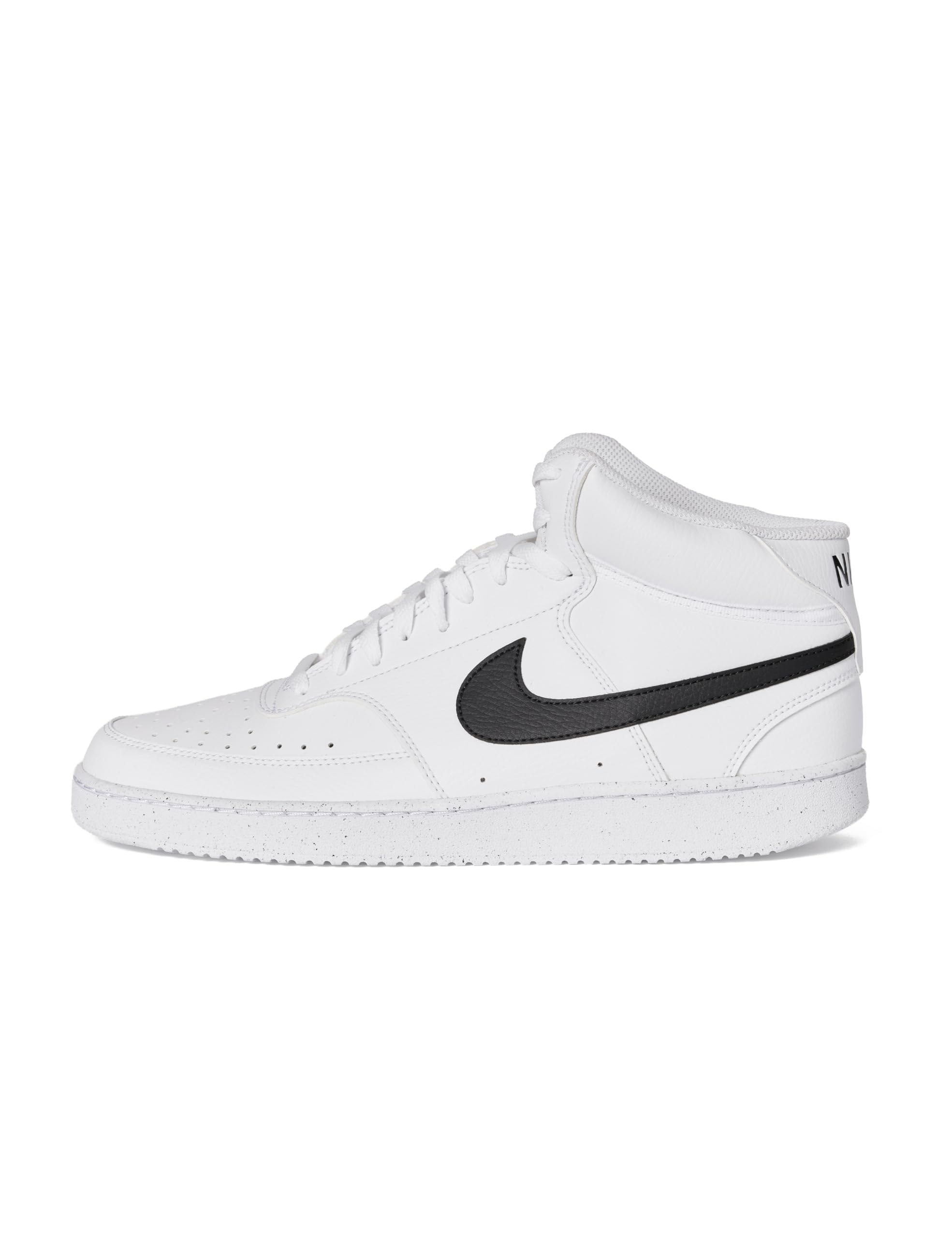 Nike Men's Court Vision Mid Next Nature Shoes, White/Black-White