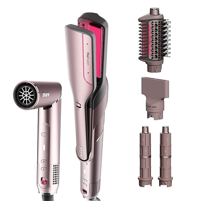 Shark FlexFusion Hair Straightener & Powerful Hair Dryer with Fusion Hair Brush, Ceramic Air Styler with Auto-Wrap Curle