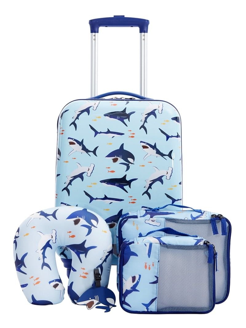 5-Piece Kid's Hard-Side Luggage Set with 18" Spinner Rolling Carry-on- Shark