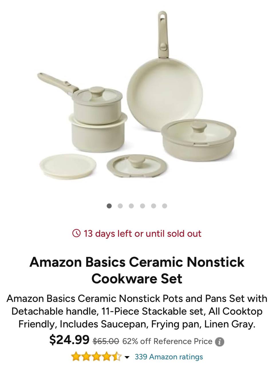 Amazon Basics Ceramic Nonstick Cookware Set