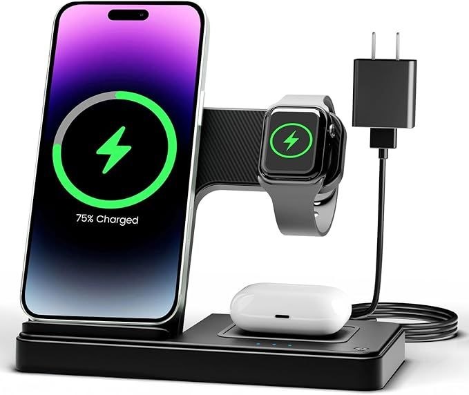 🔥 Wireless Charger iPhone Charging Station: 3 in 1 Charger Stand Multiple Devices for Apple – iPhone 17 16e 16 15 14 Pro M
