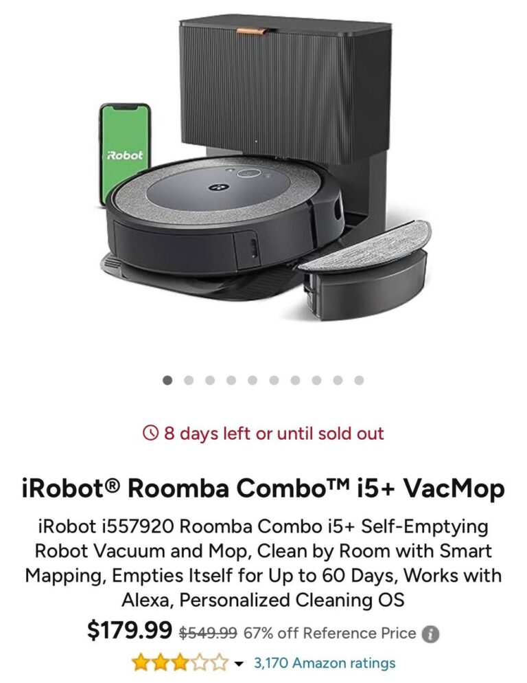 🔥 iRobot® Roomba Combo™ i5+ VacMop  — $179.99
