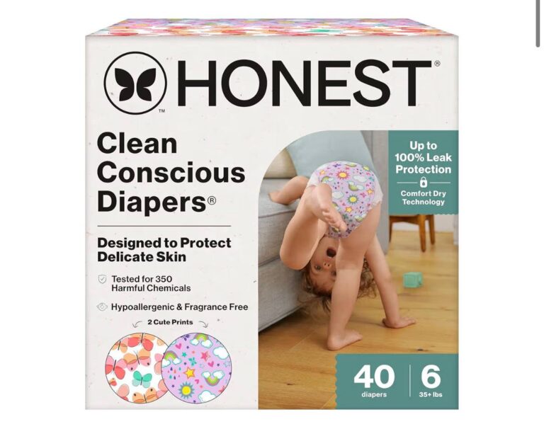 🔥 The Honest Company Comfort Dry Disposable Daytime Diapers for Sensitive Skin, Hypoallergenic, Fragrance-Free, Sky’s the   — $12  (was $29)
