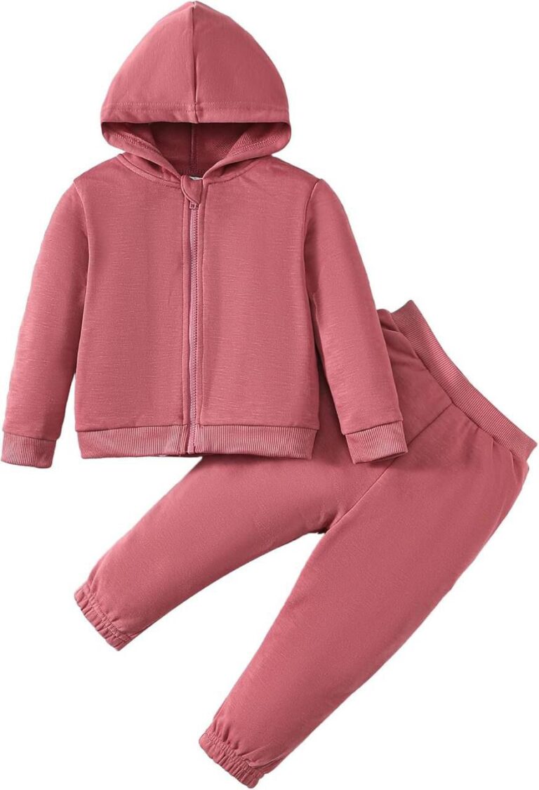 🔥 Chichoo Baby Girls Boys Toddler Hoodie Sweatsuit Zipper 2Piece Fall Clothes Sweatpants Jogger Outfits Set(Pink,2-3T)