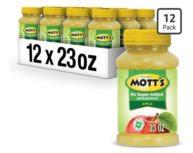 🔥 Mott’s No Sugar Added Applesauce, 23 Oz Jar (Pack Of 12), Good Source Of Vitamin C, No Artificial Flavors  — $10