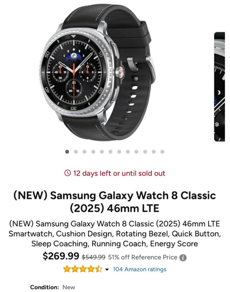 🔥 (NEW) Samsung Galaxy Watch 8 Classic (2025) 46mm LTE  — $269.99
