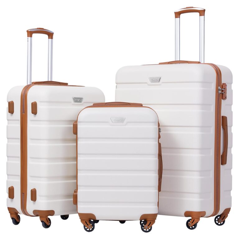 🔥 Coolife Luggage Set Hardshell Suitcases TSA Lock, 3 piece,Apricot White  — $119.99  (was $169.99)