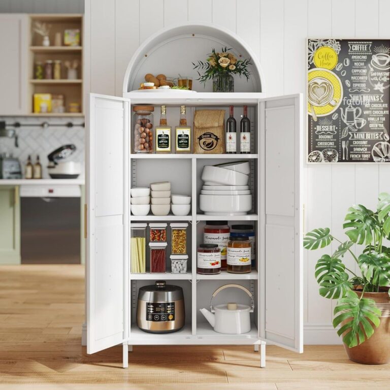 🔥 Metal Arched Kitchen Pantry with 4 Adjustable Shelves