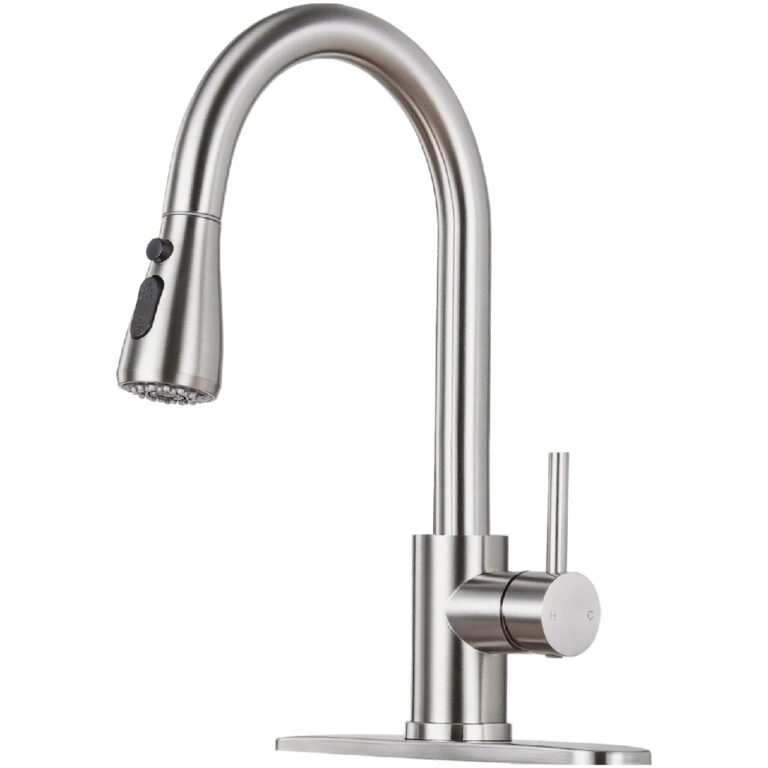 🔥 LUFG Brushed Nickel Kitchen Faucet with Pull Down Sprayer and Deck Plate  — $9.79  (was $32.99)