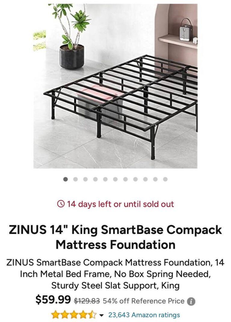 🔥 ZINUS 14″ King SmartBase Compack Mattress Foundation  — $59.99