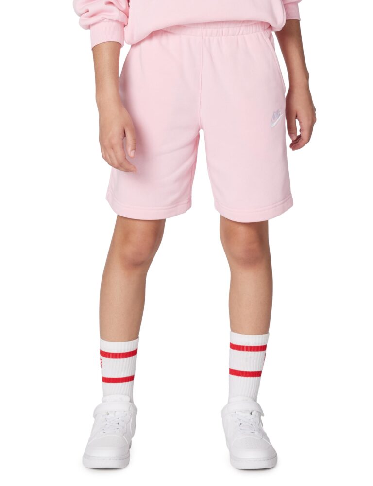 🔥 Nike Big Kid’s Sportswear Club Fleece French Terry Shorts, Medium Soft Pink/White  — $17.23  (was $35.00)