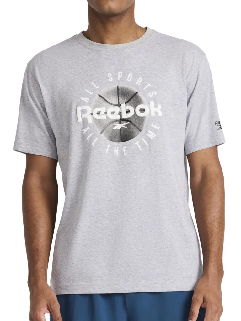🔥 Reebok Men’s Short Sleeve Graphic Crewneck T-Shirt, Standard Fit, Lightweight Cotton-Poly Fabric