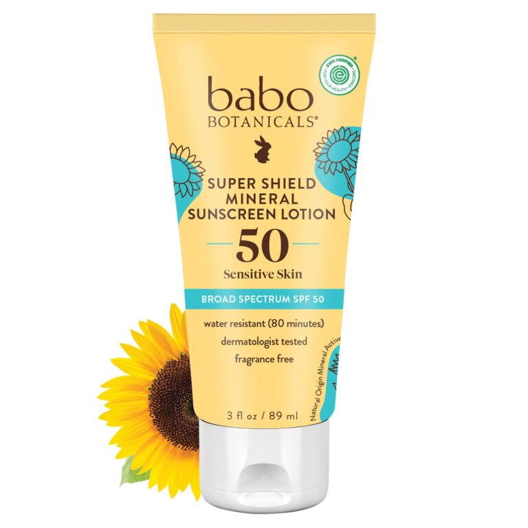 🔥 Babo Botanicals Sheer Mineral Sunscreen Lotion SPF 50 with 100% Mineral Active Ingredients for Babies, Kids or Extra Sen