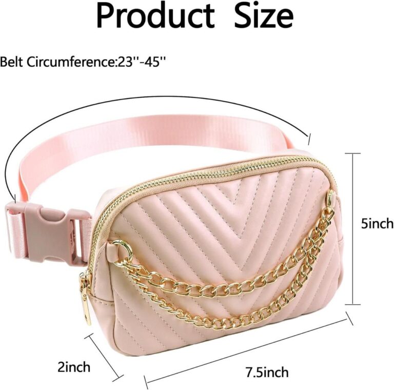 🔥 Belt Bag for Women，Luxury Chain Crossbody Bag Leather Fanny Pack，Mini Everywhere Crossbody Waist Bag Adjustable Strap，Sm