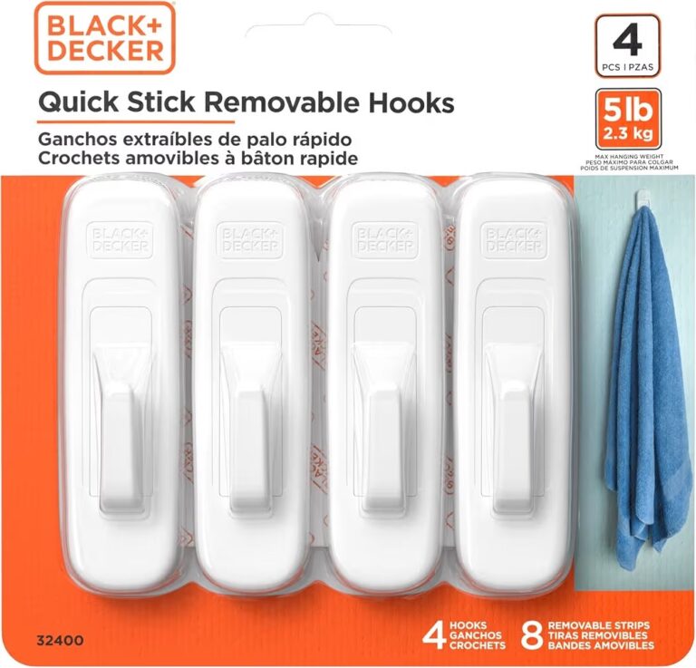 🔥 Black+Decker Solid Wall Hooks, Quick Stick Adhesive, Removeable, 4 Wall Hooks, 8 Adhesive Strips, Hang Decorations Witho  — $2  (was $6)