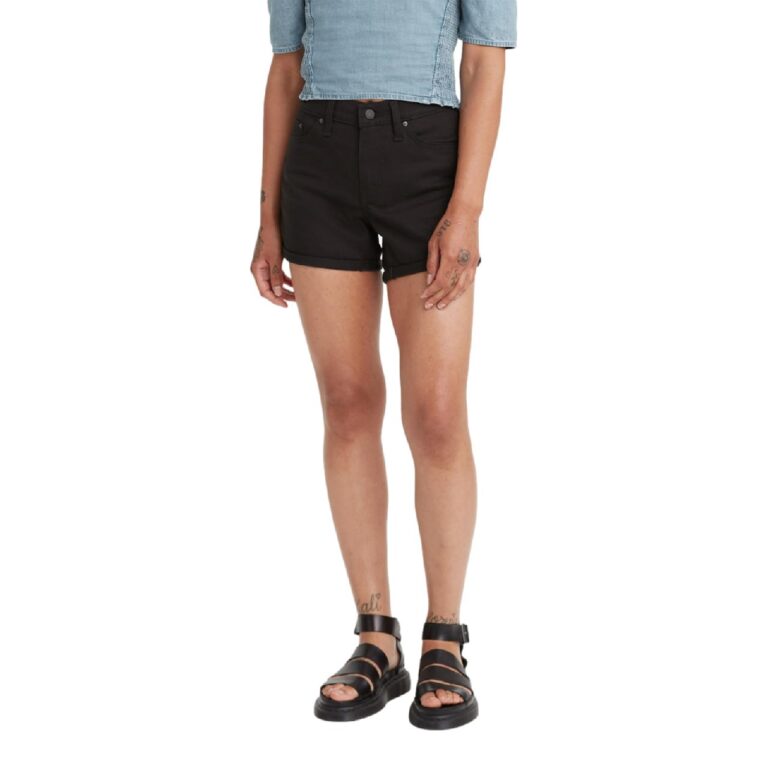 🔥 Levi’s Women’s Mid Length Shorts, Black And Black  — $27.47  (was $54.95)