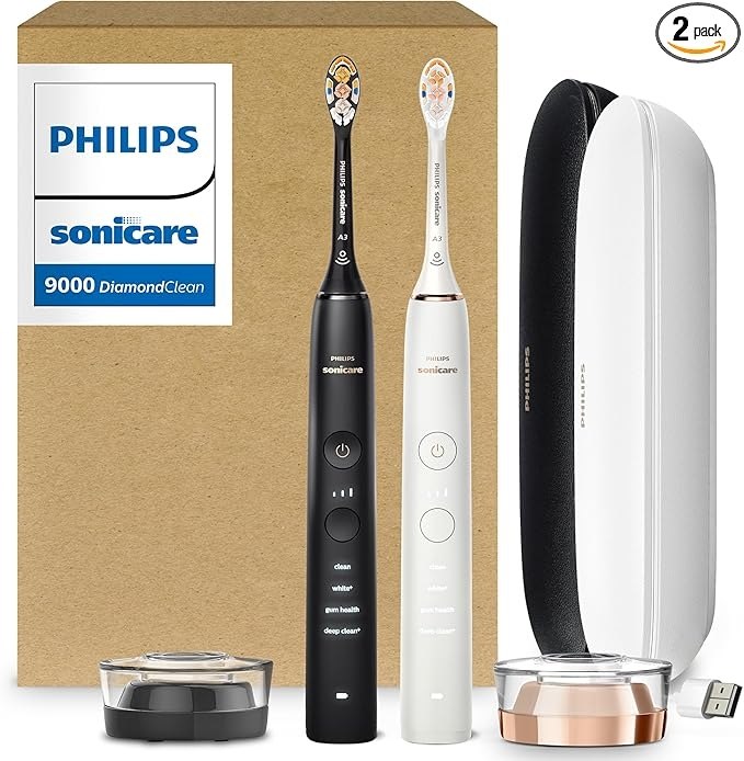 Philips Sonicare DiamondClean 9000 Electric Toothbrush - Sonic Toothbrush with App, Pressure Sensor, 12 Brushing Setting