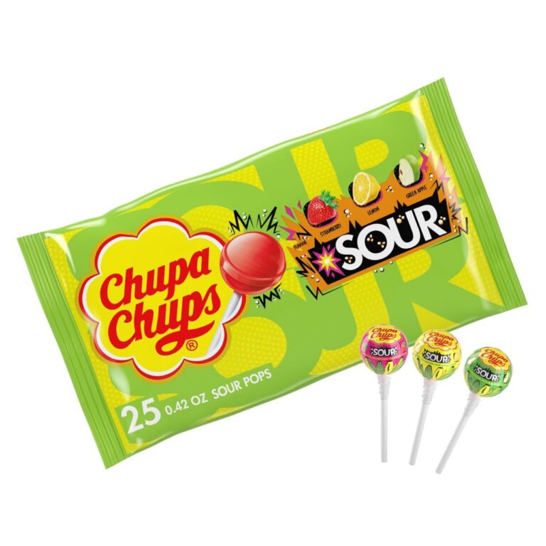 🔥 Chupa Sour Fruit Lollipop Variety Assortment, 10.5 OZ Bag (25 Suckers) | Variety Pack, Strawberry, Lemon & Apple, Indivi  — $2