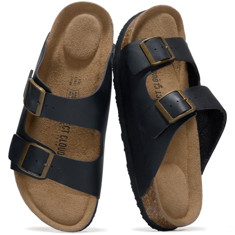 🔥 Project Cloud 100% Genuine Leather Womens Sandals Slides for Women (Venita) | Cork Footbed Sandals for Women with Memory