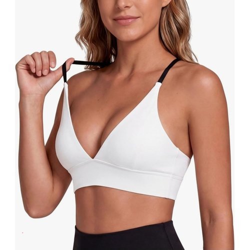 🔥 Sunzel Women’s Deep V Neck Cross Back Adjustable Contrast Straps Sports Bra  — $14.99  (was $29.99)